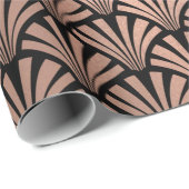 Art Deco Seashells Scales Rose Gold Kupfer Schwarz Geschenkpapier (Rolleneckpunkt)