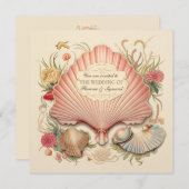 Art Déco Seaside Seashell Wedding Invitation Einladung (Vorne/Hinten)