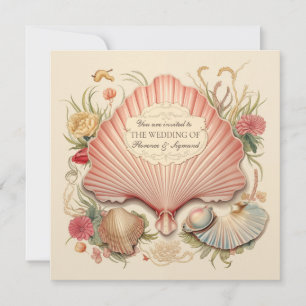 Art Déco Seaside Seashell Wedding Invitation Einladung
