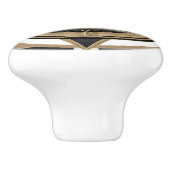 Art Deco Segelboot Schwarz-weiß Gold Nautic Keramikknauf (Seitenansicht)