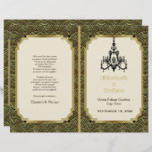 Art Deco seigaiha Kronleuchter Gold Hochzeitsprogr (Vorne/Hinten)