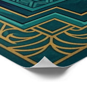 Art Deco Seitenprofil Tänzerin Gold Türkises Fäche Poster (Ecke)