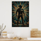 Art Deco Sheriff Poster - Geometric Cowboy Silhoue (Küche)