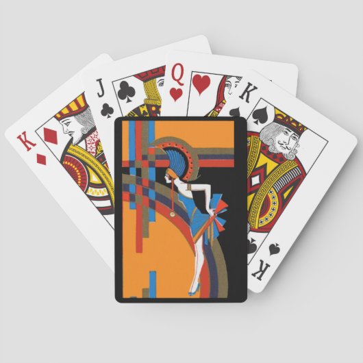 Art Deco Showgirl – Vintage Geometrie Spielkarten (Rückseite)