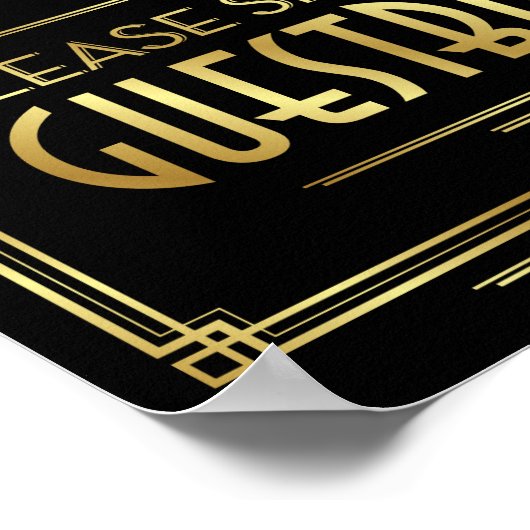 Art Deco SIGING UNSERES GÄSTEBUCHS signieren Druck Poster (Ecke)