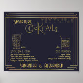 Art Deco Signature Cocktails Hochzeit Signatur-Bar Poster (Vorne)