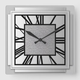 Art Deco, silber gebürstet Quadratische Wanduhr