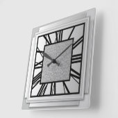Art Deco, silber gebürstet Quadratische Wanduhr (Winkel)