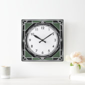 Art Deco Silber Quadratische Wanduhr (Zuhause)