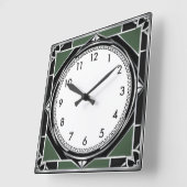 Art Deco Silber Quadratische Wanduhr (Winkel)