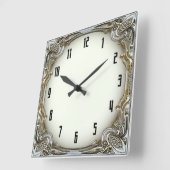 Art Deco Silber Quadratische Wanduhr (Winkel)