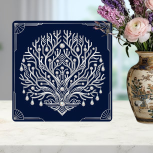 Art Deco Silberbaum Perlen Navy Marine Fliese