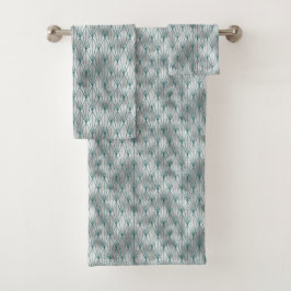Art Deco Silver Aquamarin Graphic Badhandtuch Set
