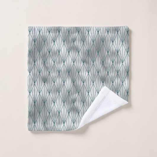 Art Deco Silver Aquamarin Graphic Badhandtuch Set (Waschlappen)