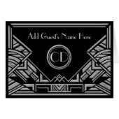 Art Deco Silver Gray Wedding Platzkarten (Vorderseite (Horizontal))