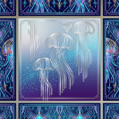 Art Deco Silver Jellyfish Ocean Gradient Design Fliese