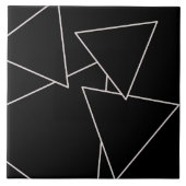 Art Deco Silver on Black Triangle Keramik Tile Fliese (Vorderseite)