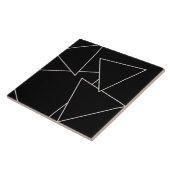 Art Deco Silver on Black Triangle Keramik Tile Fliese (Seite)