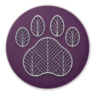 Art Deco Silver Pflaume "Metalwork" Paw Keramik Kn Keramikknauf