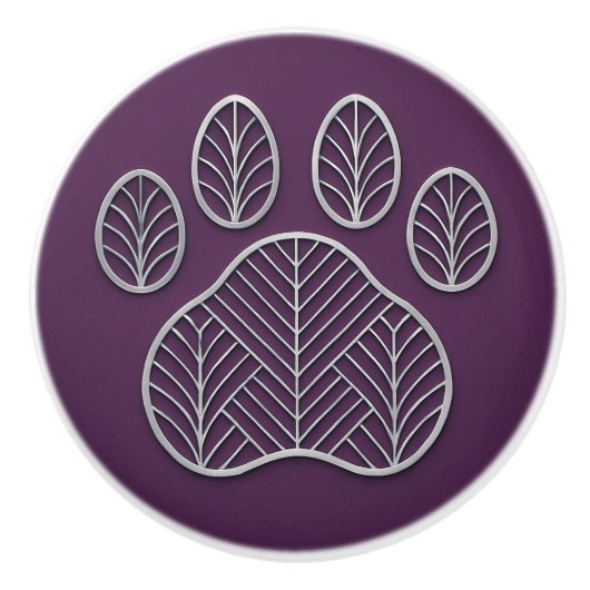 Art Deco Silver Pflaume "Metalwork" Paw Keramik Kn Keramikknauf (Vorderseite)