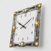 Art Deco silver Quadratische Wanduhr (Winkel)