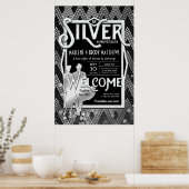 Art Deco Silver Wedding Jubiläum Party Willkommen Poster (Küche)