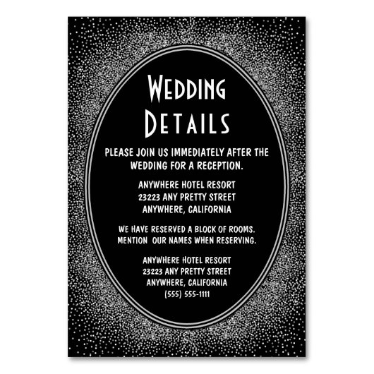 Art Deco Silver Wedding Reception Beilagen Karten (Vorderseite)