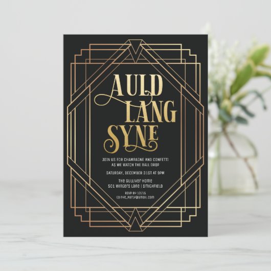 Art Deco Silvester-Party Einladung (Stehend Vorderseite)