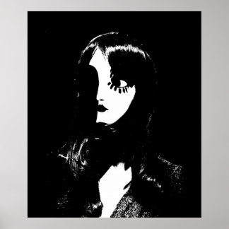 Art Deco - Sin City Style Woman - Schwarz & Weiß Poster