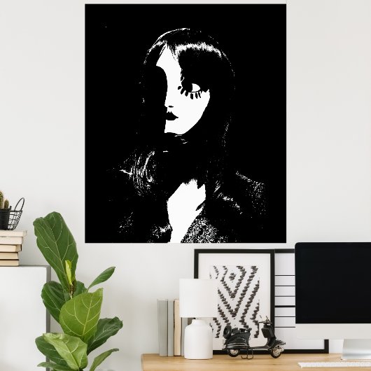 Art Deco - Sin City Style Woman - Schwarz & Weiß Poster (Heimbüro)