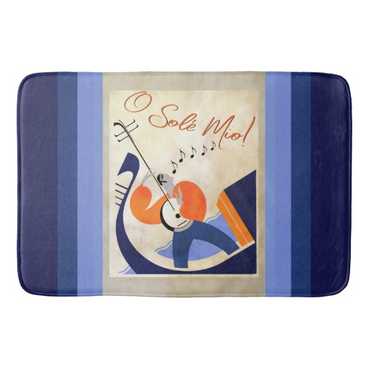 Art Deco singender Gondoliere O Sole Mio Badematte (Vorderseite)