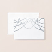 Art Deco Sitzende Platzkarte Silver String Lights Folienkarte (Rückseite mit Umschlag)