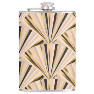 Art-Déco-Skala: Geometrischer Goldener Glamour Flachmann