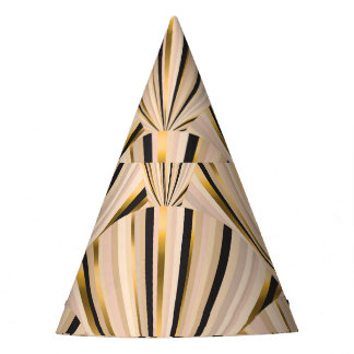 Art-Déco-Skala: Geometrischer Goldener Glamour Partyhütchen