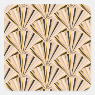 Art-Déco-Skala: Geometrischer Goldener Glamour Quadratischer Aufkleber