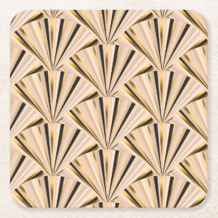 Art-Déco-Skala: Geometrischer Goldener Glamour Rechteckiger Pappuntersetzer