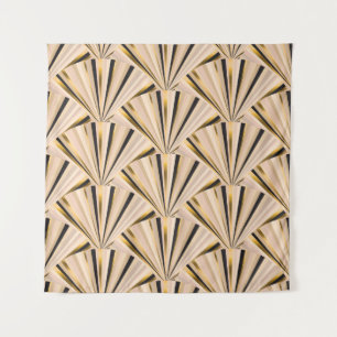 Art-Déco-Skala: Geometrischer Goldener Glamour Wandteppich