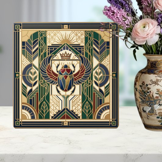 Art Deco Skarabäus ägyptisches Sonnendesign Fliese