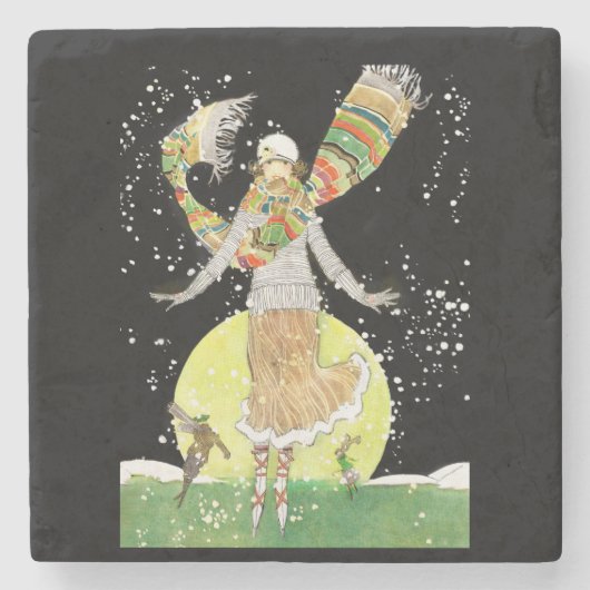 Art Deco Skater Steinuntersetzer (Vorderseite)