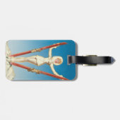 Art Deco Ski Blonde Button Up Gepäckanhänger (Rückseite horizontal)