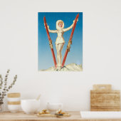 Art Deco Ski Blonde Button Up Poster (Küche)