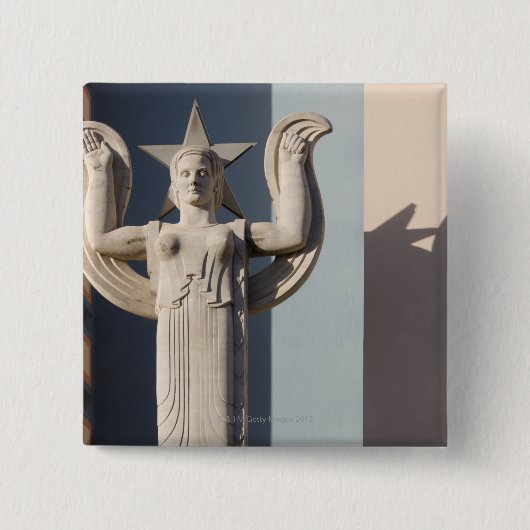 Art Deco Skulptur auf der Staat Messe Texas Button (Vorderseite)