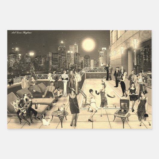 Art Déco Skyline Geschenkpapier Set (Vorderseite 3)