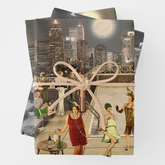 Art Déco Skyline Geschenkpapier Set (Beispiel)
