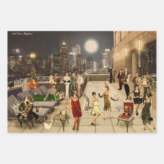 Art Déco Skyline Geschenkpapier Set (Vorderseite)