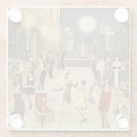 Art Déco Skyline Glasuntersetzer (Rückseite)