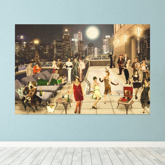 Art Déco Skyline Leinwanddruck (Insitu (Holzboden))