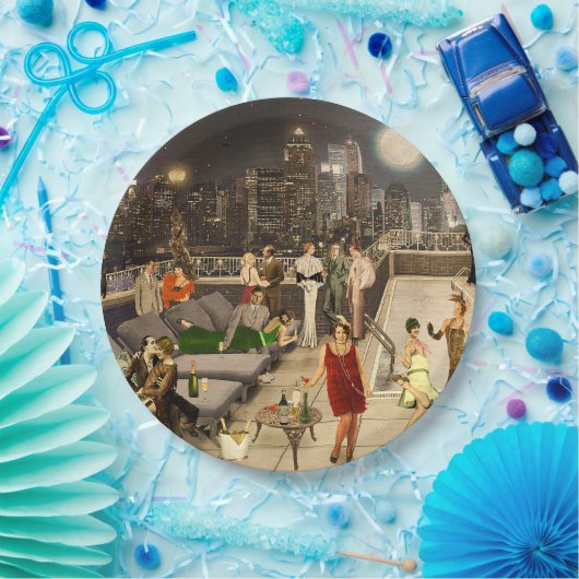 Art Déco Skyline Pappteller (Party)
