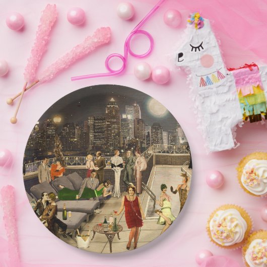 Art Déco Skyline Pappteller (Party)