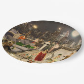 Art Déco Skyline Pappteller (Schrägansicht)